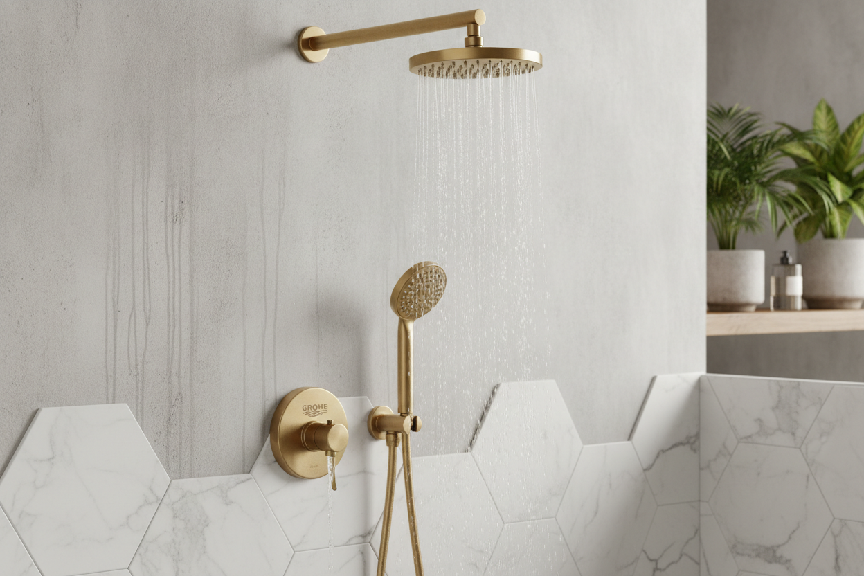 Grohe brusesæt i messing: Elegant luksus til dit badeværelse